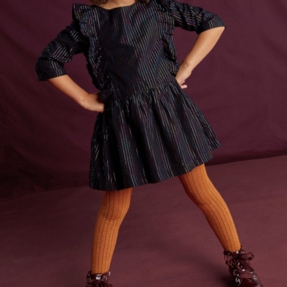 Tea Collection Rainbow Metallic Ruffle Dress Size 7 cotton - Picture 2 of 5